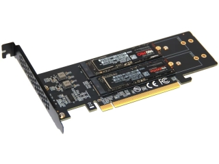 PCIe 4.0 x16 auf 4x M.2 NVMe SSD Adapterkarte mit 4 Thermal Pads