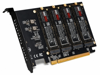 Quad M.2 NVMe SSD PCIe 4.0 x16 Adapterkarte mit 4 Thermal Pads