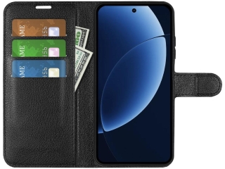 Realme GT 8 Pro Lederhülle Portemonnaie Karten Etui schwarz