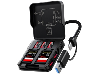 Multi Kartenleser und Speicherkarten Organizer OTG Hub mit USB-C/USB-A