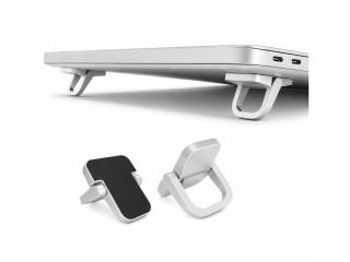 Mini Laptopständer - 2er-Set mit faltbaren Standfüssen silber