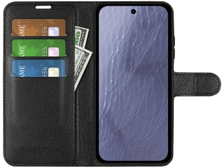 Google Pixel 11 Lederhülle Portemonnaie Karten Etui schwarz