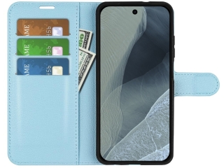 Google Pixel 11 Pro Lederhülle Portemonnaie Karten Etui hellblau
