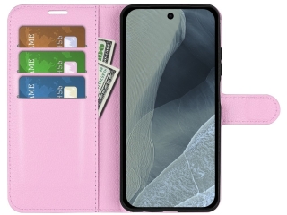 Google Pixel 11 Pro Lederhülle Portemonnaie Karten Etui rosa