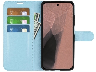 Google Pixel 11 Pro XL Lederhülle Portemonnaie Karten Etui hellblau