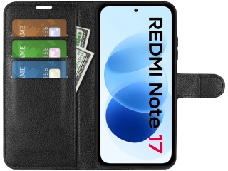 Xiaomi Redmi Note 17 Lederhülle Portemonnaie Karten Etui schwarz