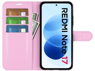 Xiaomi Redmi Note 17 Lederhülle Portemonnaie Karten Etui rosa