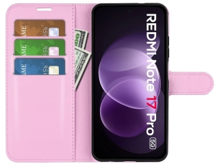Xiaomi Redmi Note 17 Pro Lederhülle Portemonnaie Karten Etui rosa