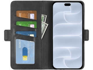 Apple iPhone 18 Pro Leder Hülle Karten Ledertasche schwarz