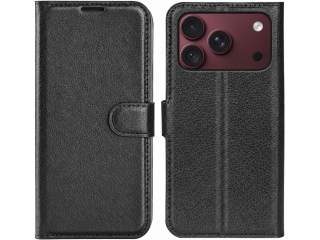 Apple iPhone 18 Pro Max Lederhülle Portemonnaie Karten Etui schwarz