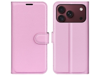 Apple iPhone 18 Pro Max Lederhülle Portemonnaie Karten Etui rosa