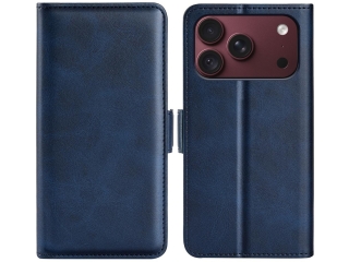 Apple iPhone 18 Pro Max Leder Hülle Karten Ledertasche dunkelblau