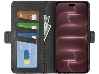 Apple iPhone 18 Pro Max Leder Hülle Karten Ledertasche schwarz