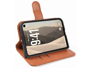 Apple iPhone Duo Lederhülle Portemonnaie Karten Etui cognac