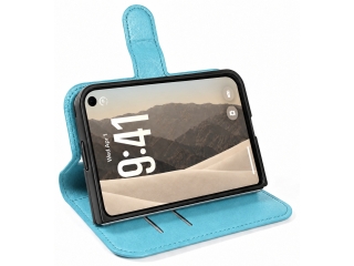 Apple iPhone Duo Lederhülle Portemonnaie Karten Etui hellblau