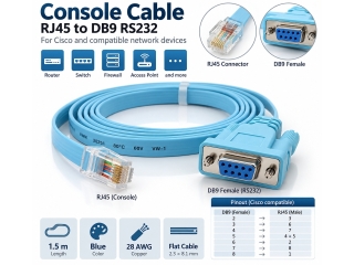 Cisco Konsolenkabel RJ45 auf DB9 RS232, 1,5 m
