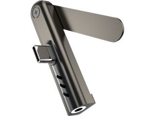 USB-C auf 3.5 mm Audio Adapter mit faltbarem Smartphone Ständer