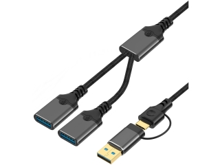 USB-C / USB-A 2-Port Hub mit OTG Adapter für Notebook, MacBook, iPad