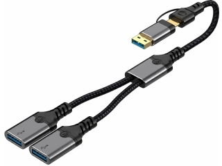 USB-C / USB-A 2-Port Hub mit OTG Adapter für Notebook, MacBook, iPad