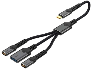 USB-C 3-in-1 Hub mit USB-A, USB-C und 60W PD Ladeanschluss