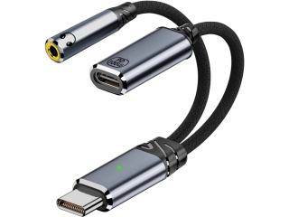 USB-C auf 3.5mm Kopfhörer Audio und Ladeadapter mit 100W PD
