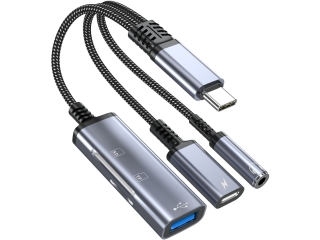 5-in-1 USB-C Cardreader mit USB-A, 3.5mm Klinke und 60W Charge